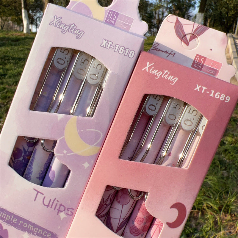 Wholesale Romantic Tulip Dark Night Rose Neutral Carbon Pen Stainless Steel ACC-PN-ShengJia001