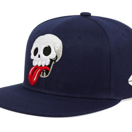 Wholesale Flat Brim Hat Embroidered Skull Hip Hop Baseball Cap ACC-HT-KuBang003
