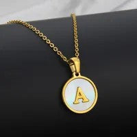 Wholesale Titanium Steel Necklace Round Shell Letter Necklace ACC-NE-BaiTian005