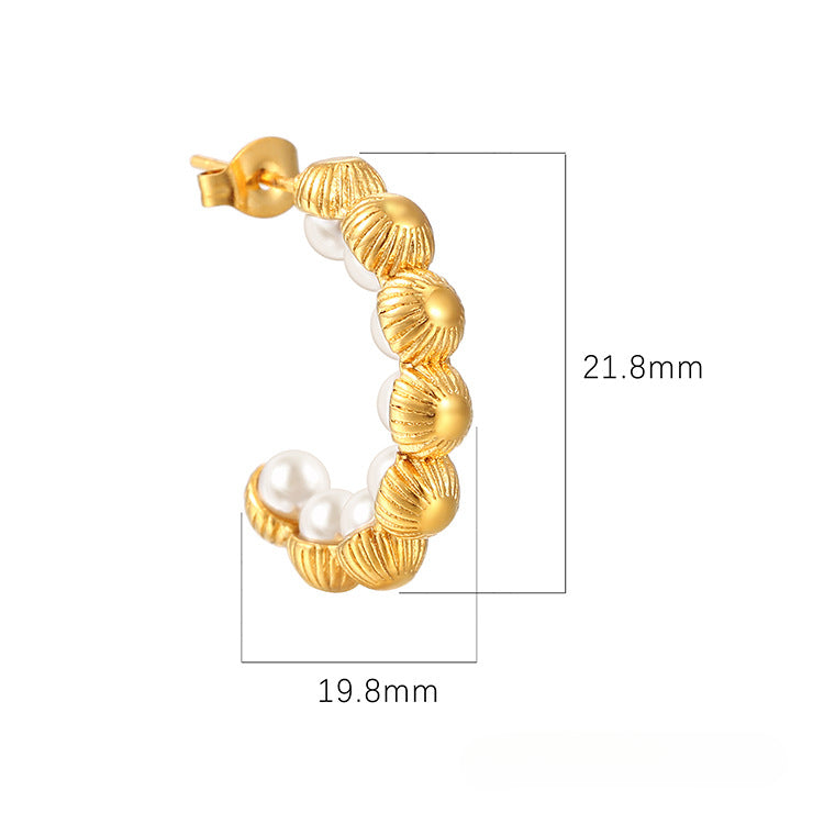 Wholesale Retro C-shaped Light Luxury Stainless Steel 18K Gold Plated Earrings ACC-ES-MuShan031