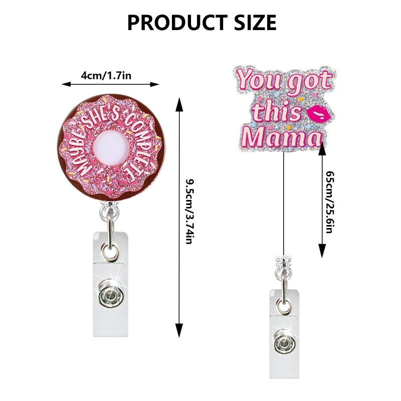 Wholesale Acrylic Baby Uterus Donut Retractable Rotating Badge Keychain ACC-KC-QiDing009