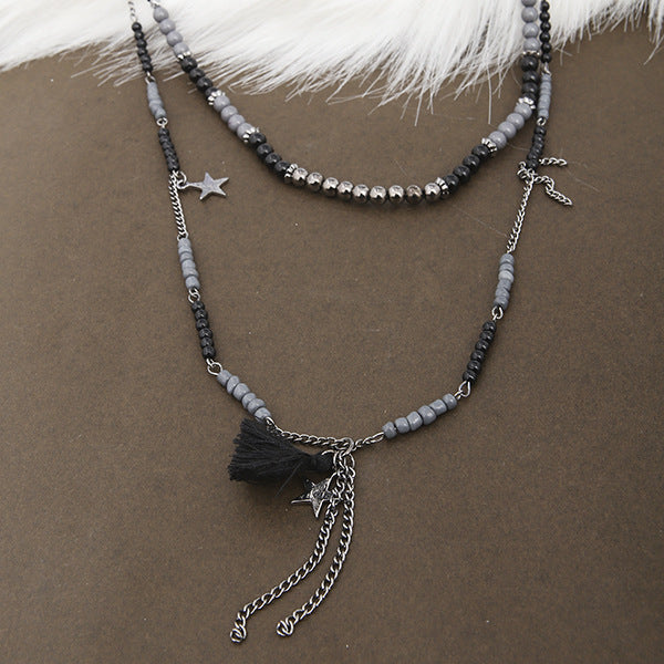 Wholesale Ethnic style retro DIY beaded tassel necklace