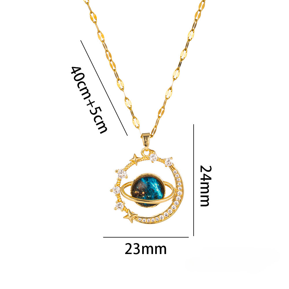Wholesale Titanium Steel Necklace Planet Starry Sky Necklaces Clavicle Chain ACC-NE-Kucai002