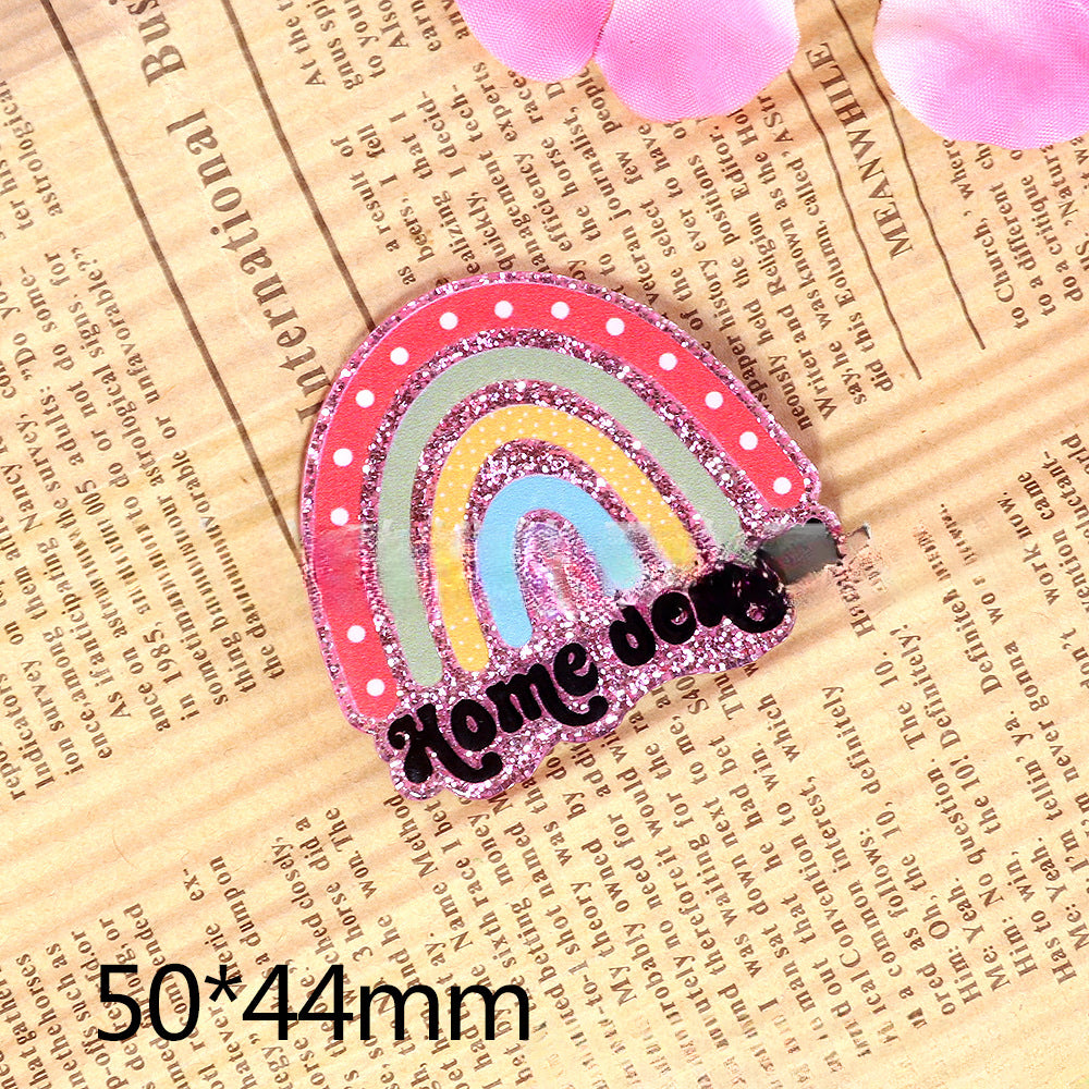 Wholesale 10pcs DIY Flatback Cartoon Rainbow Acrylic Flatback Badge Scroll Retractable Keychain DIY Accessories ACC-FK-OuYe010