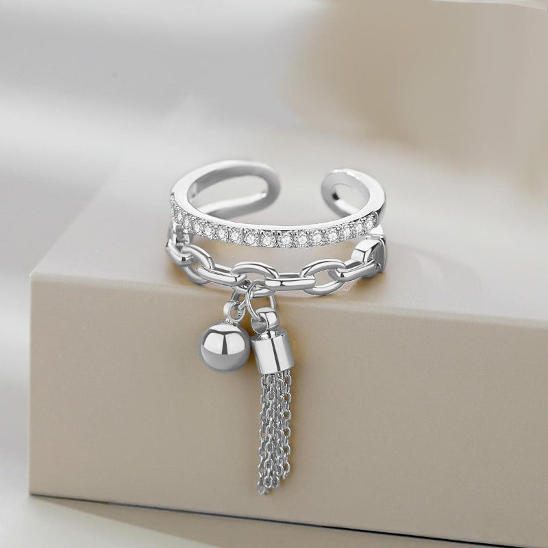 Wholesale Geometric Open Rings with Tassels ACC-RS-YuMei005