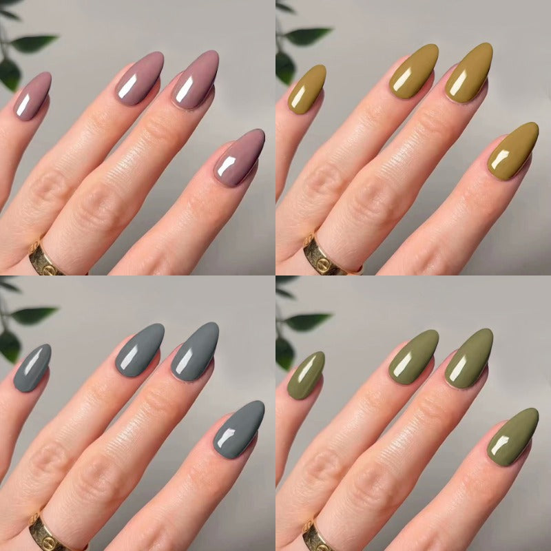 Wholesale 24 Pieces/box Solid Color Shiny Nails Kits Nail Stickers ACC-NS-LeFan133