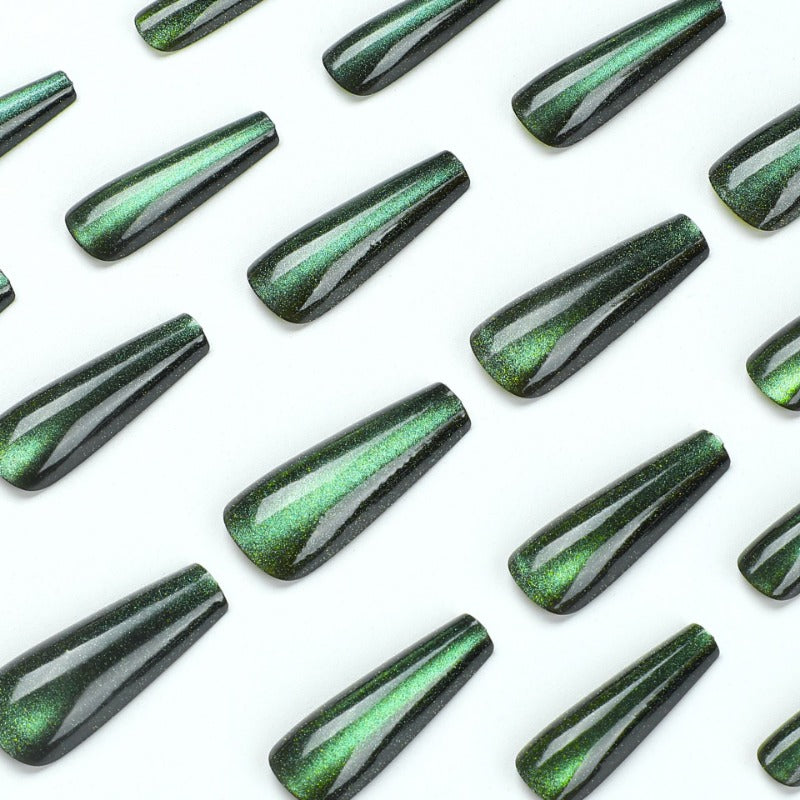 Wholesale 24 Pieces/box Green Glass Cat's Eye Nails Kits Nail Stickers ACC-NS-LeFan201