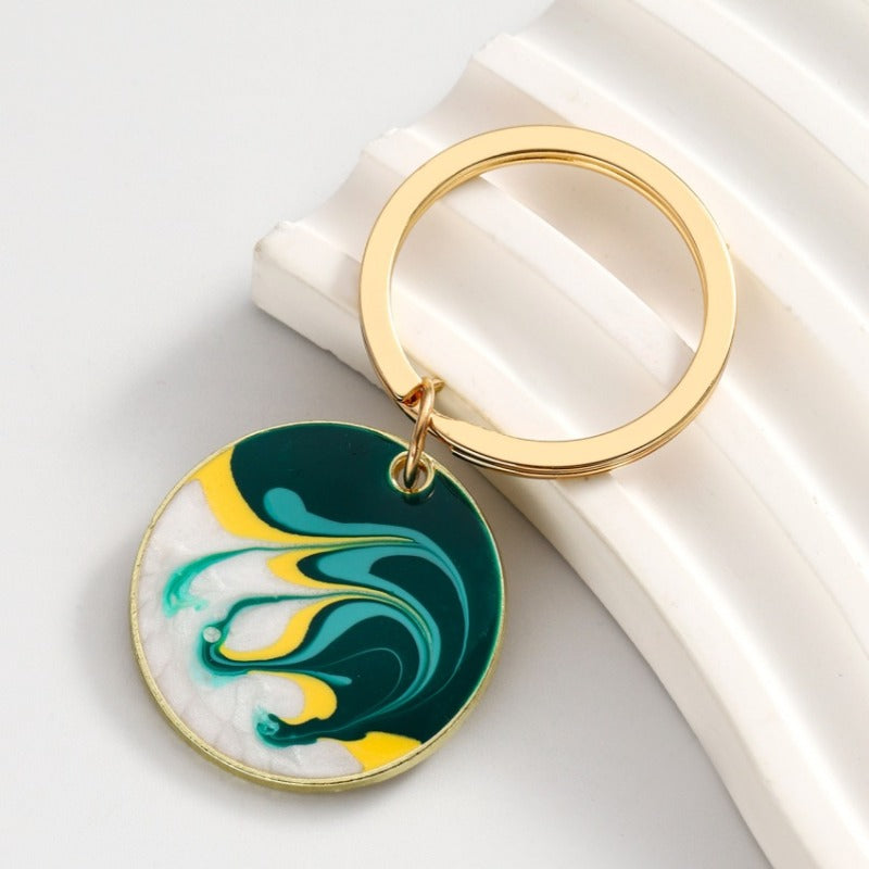 Wholesale DIY Bohemian Style Oil Drip Color Matching Disc Keychain ACC-KC-RongR084
