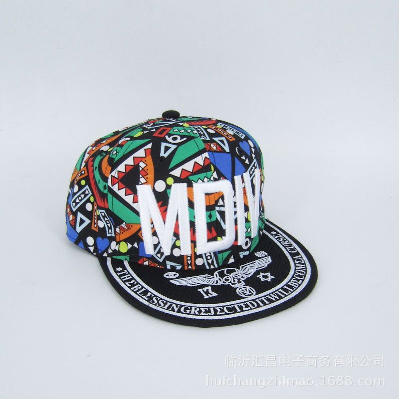 Wholesale Floral Hip Hop Flat Brim Hat Totem Baseball Cap ACC-HT-Huic012
