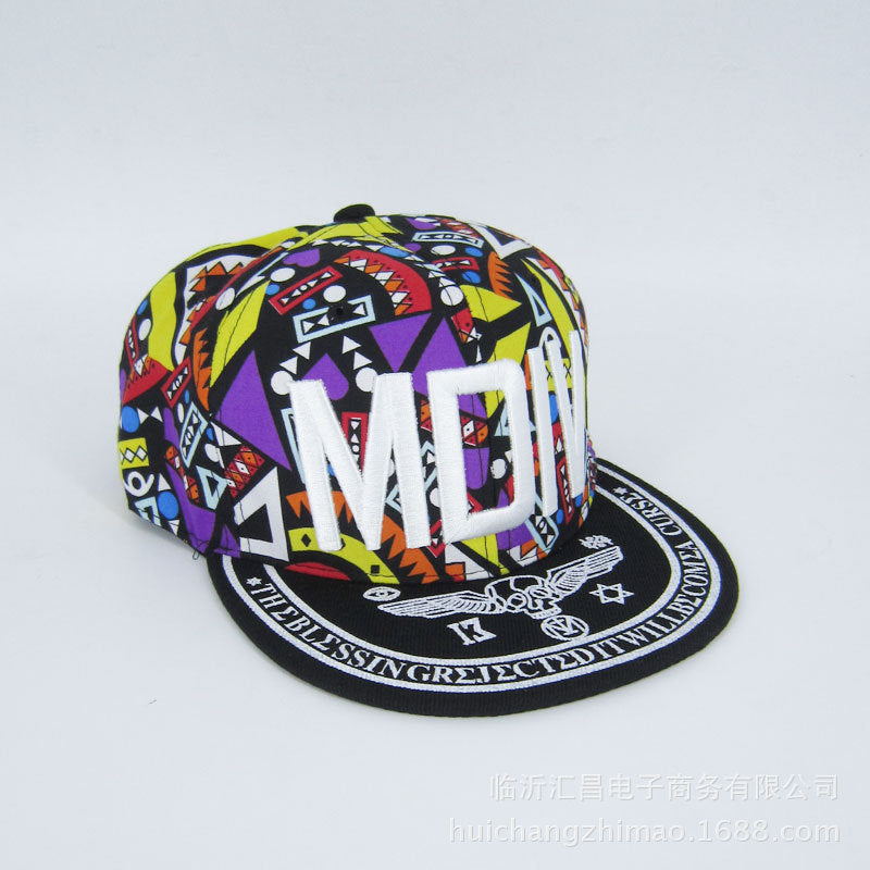 Wholesale Floral Hip Hop Flat Brim Hat Totem Baseball Cap ACC-HT-Huic012