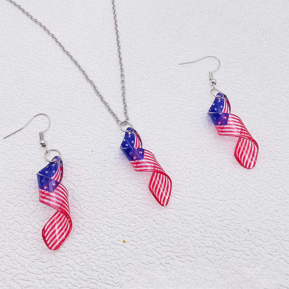 Wholesale Independence Day Earrings Set Pentagram American Flag Acrylic Necklace Earrings ACC-ES-SuSheng001