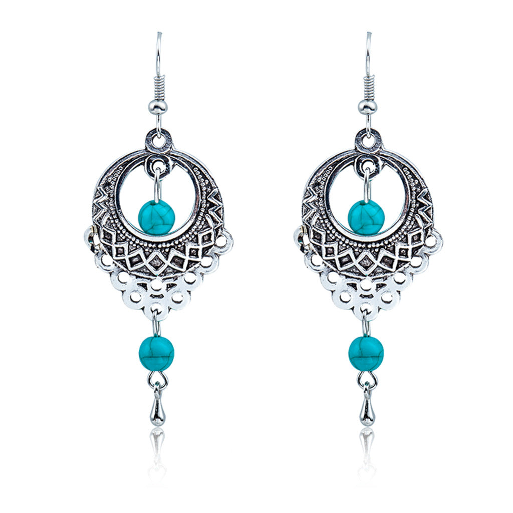 Wholesale Bohemian Vintage Turquoise Drop Earrings Alloy,  Fashion Tassel Jewelry Accessory for Party Gift