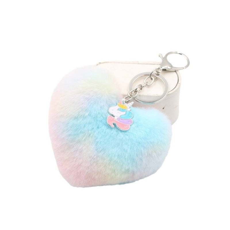 Wholesale Colorful Love Alloy Unicorn Plush Keychains ACC-KC-Zuge012