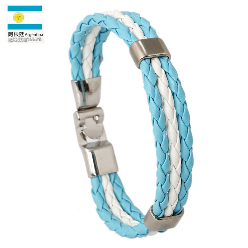 Wholesale Faux Leather Brazil Flag Color Bracelet - Unisex Fashion Accessory Gift