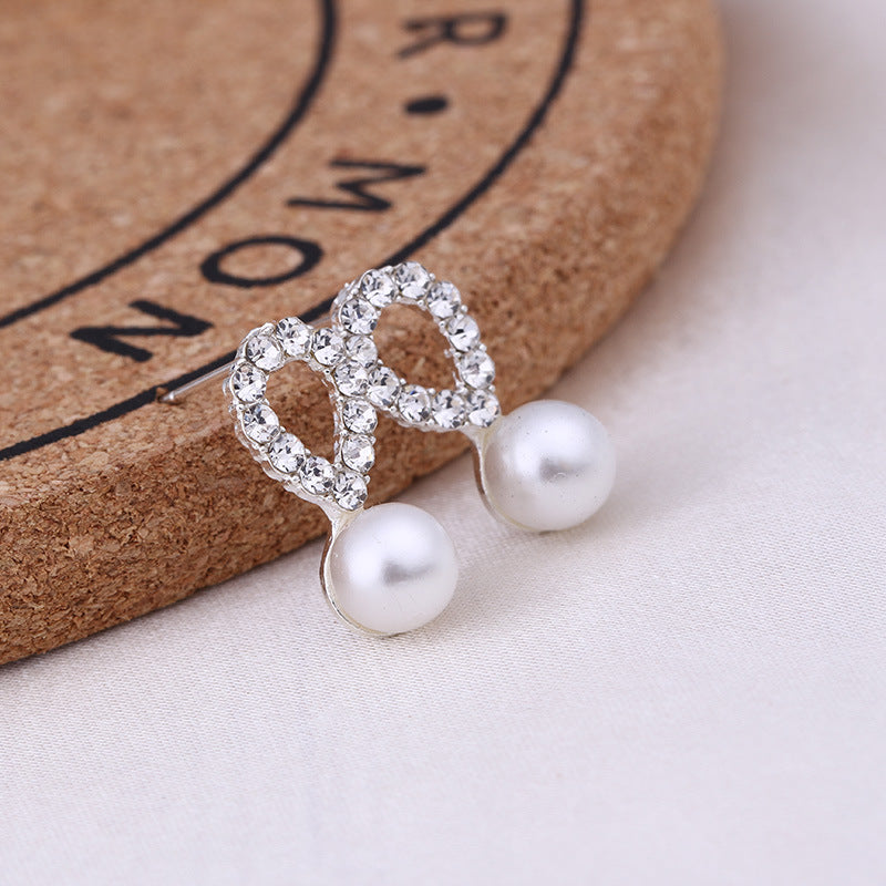 Wholesale Flower Sparkling Diamond Pearl Earrings ACC-ES-MDD015
