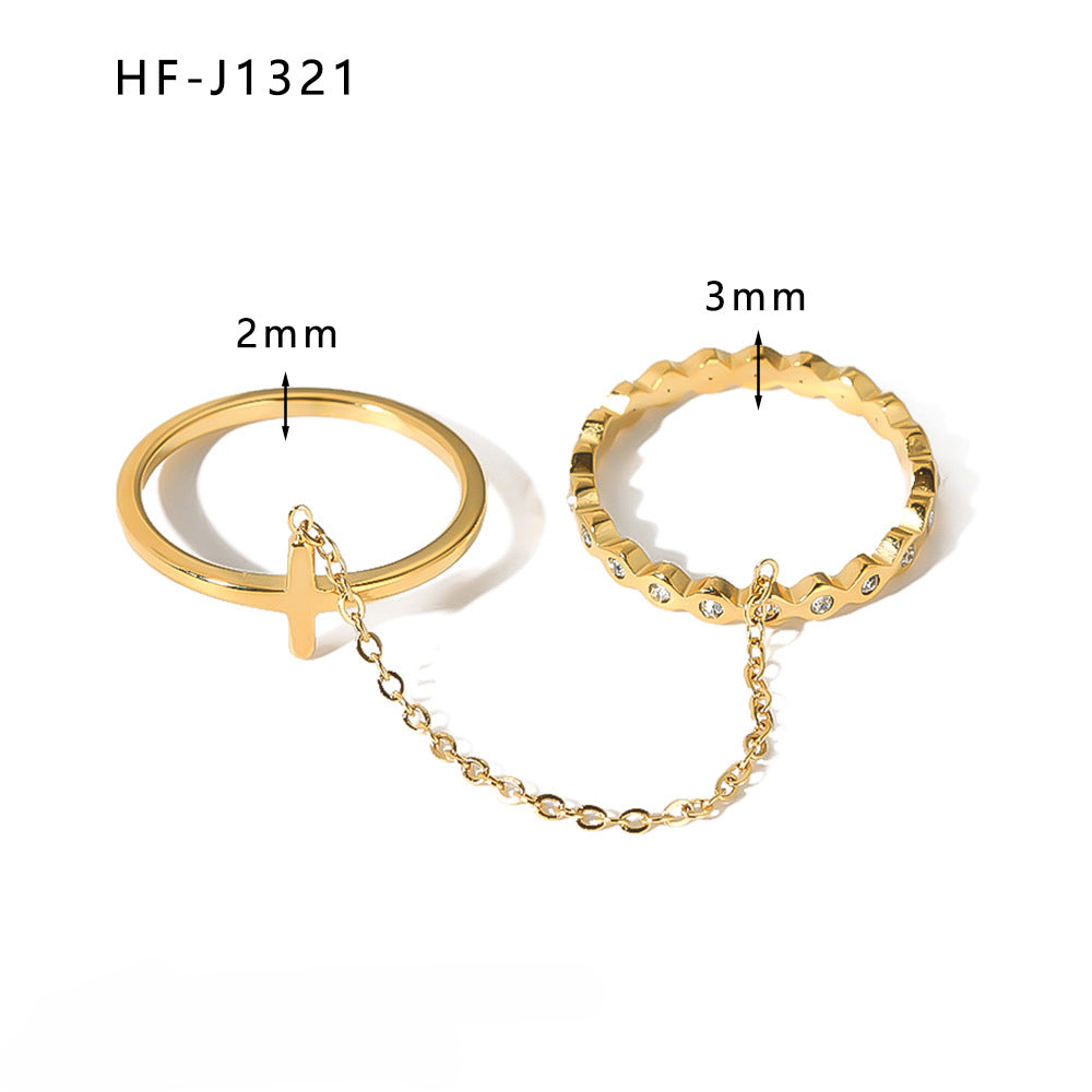 Wholesale Vintage Open Zircon Inlaid Stainless Steel Rings ACC-RS-XinY013