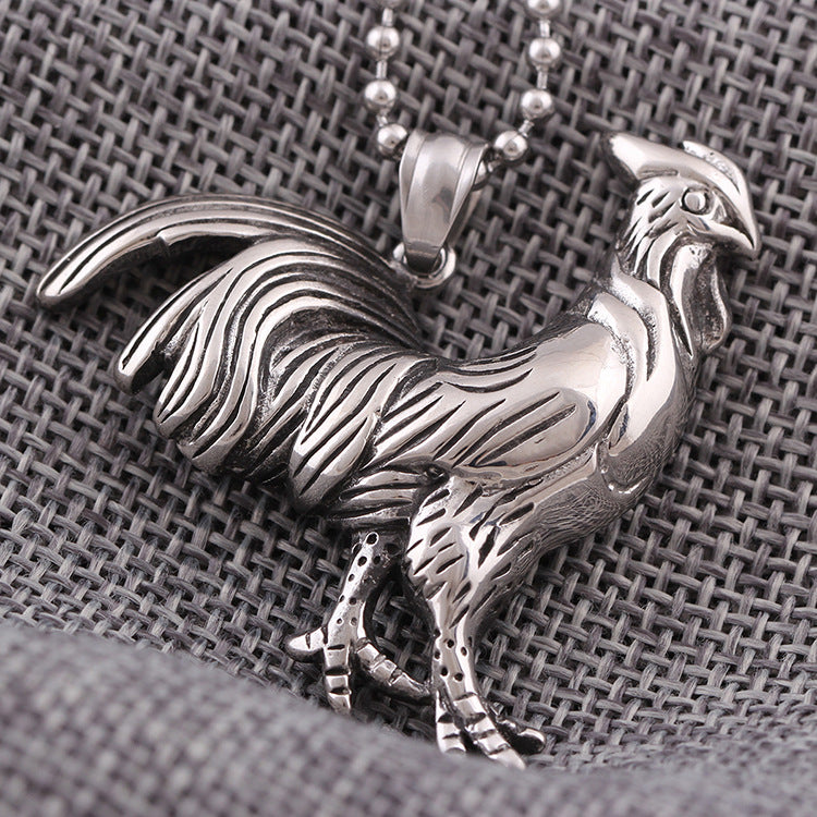 Wholesale Titanium Steel Men's Pendant Rooster Necklace