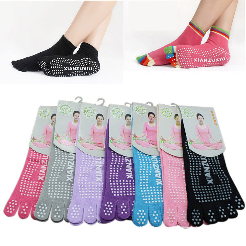 Wholesale colorful non-slip yoga socks five toe socks