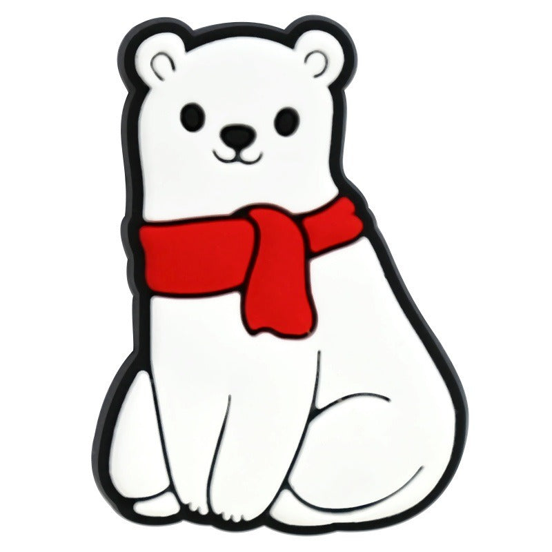Wholesale Random 100pcs Polar Bear Cute Animal PVC Soft Rubber Shoe Buckle Decoration  ACC-SC-RYY084