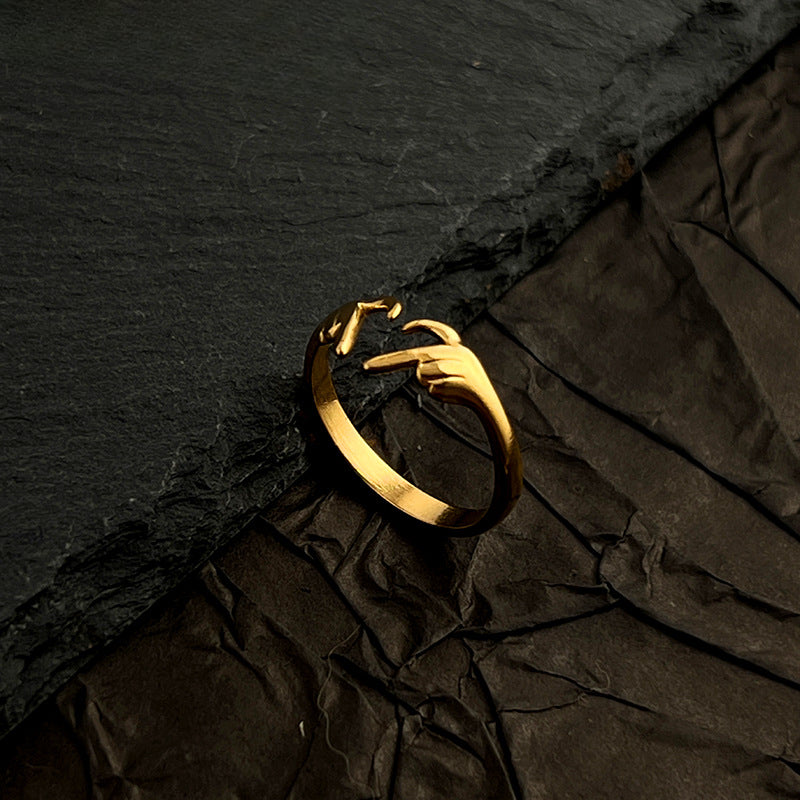 Wholesale Stainless Steel Ring Open No Fading 18K Gold Plated ACC-RS-WanCh003