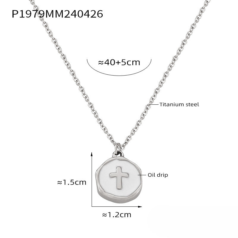 Wholesale Heart Tassel Cross Titanium Steel Necklaces ACC-NE-OMK006