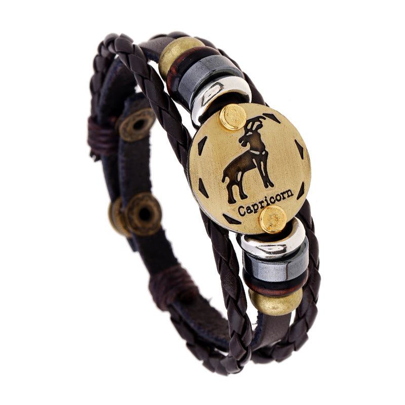 Wholesale 12 Constellations Cowhide Bracelet Adjustable Braided Beaded Bracelet Miyuki ACC-BT-Saih002