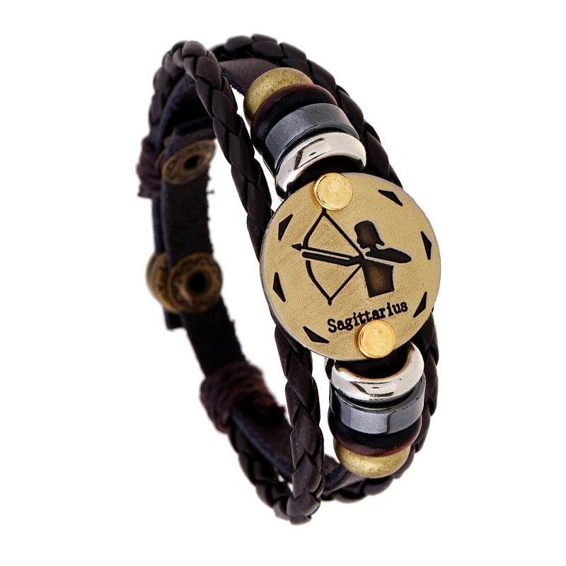 Wholesale 12 Constellations Cowhide Bracelet Adjustable Braided Beaded Bracelet Miyuki ACC-BT-Saih002