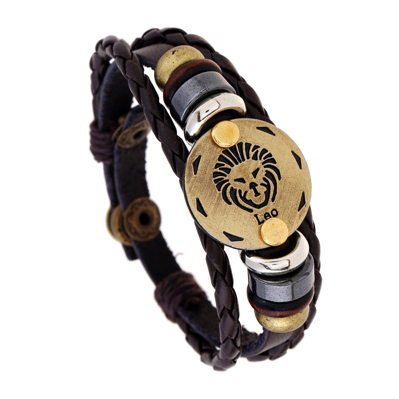 Wholesale 12 Constellations Cowhide Bracelet Adjustable Braided Beaded Bracelet Miyuki ACC-BT-Saih002