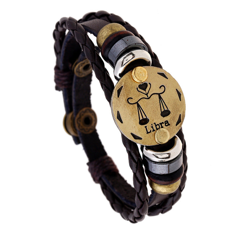 Wholesale 12 Constellations Cowhide Bracelet Adjustable Braided Beaded Bracelet Miyuki ACC-BT-Saih002