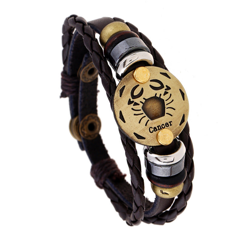 Wholesale 12 Constellations Cowhide Bracelet Adjustable Braided Beaded Bracelet Miyuki ACC-BT-Saih002