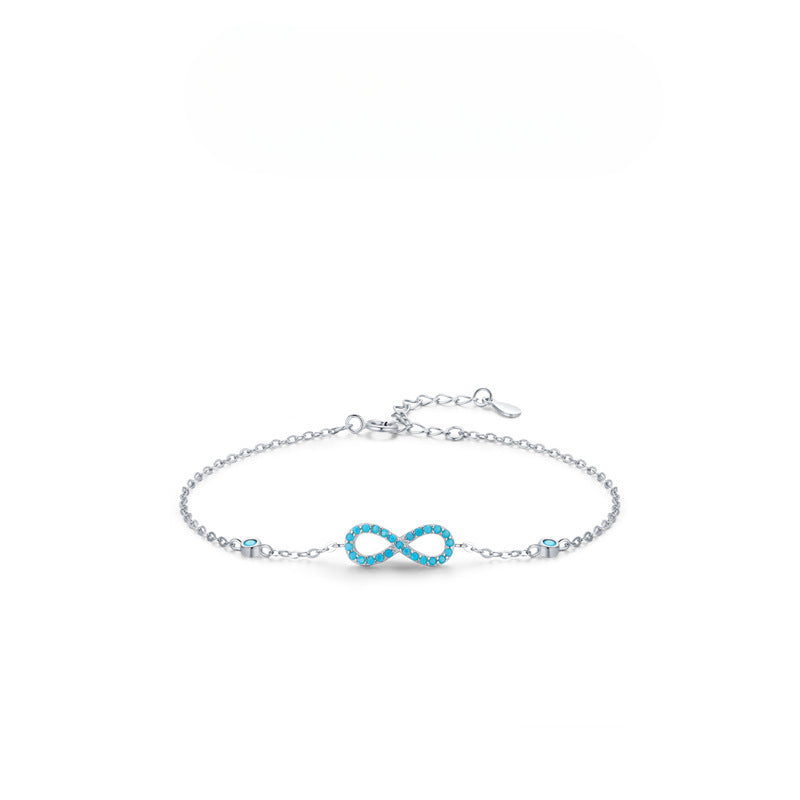 Wholesale S925 Silver Infinite Love Symbol Bracelet Turquoise Hand Jewelry Cross Chain Heart Bracelets ACC-BT-MoDian002