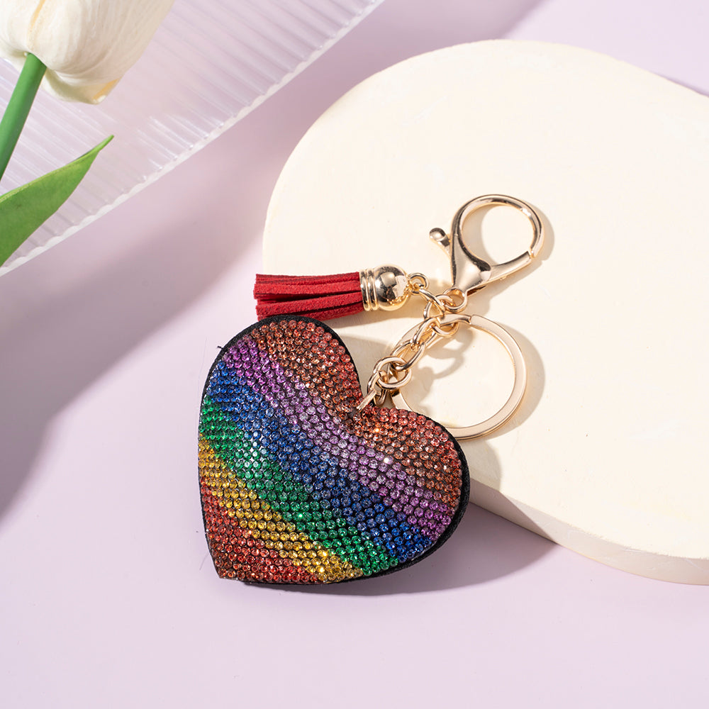 Wholesale Diamond Two-color Love Heart Keychains ACC-KC-ZhiYa059