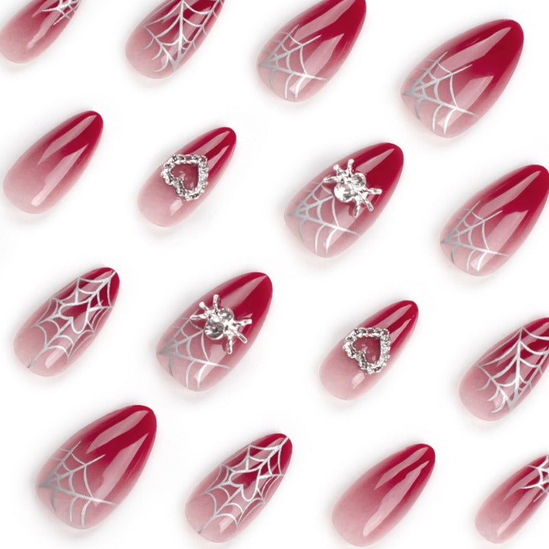 Wholesale 24 Pieces/box 3D Red Gradient Pearl Nails Kits Nail Stickers ACC-NS-LeFan259