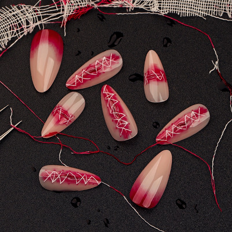 Wholesale 24 Pieces/box Halloween Gradient Press-on Nails Kits Nail Stickers ACC-NS-LeFan082