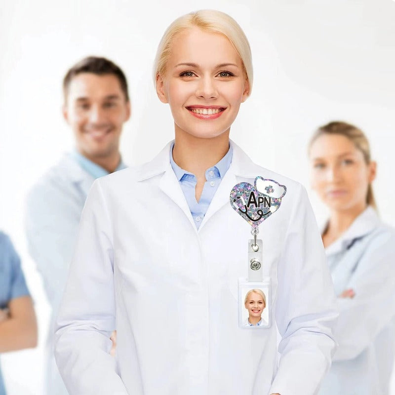 Wholesale Acrylic Glitter Doctor Nurse Telescopic Rotating Clip Badge Scroll Keychain ACC-KC-LingYu005