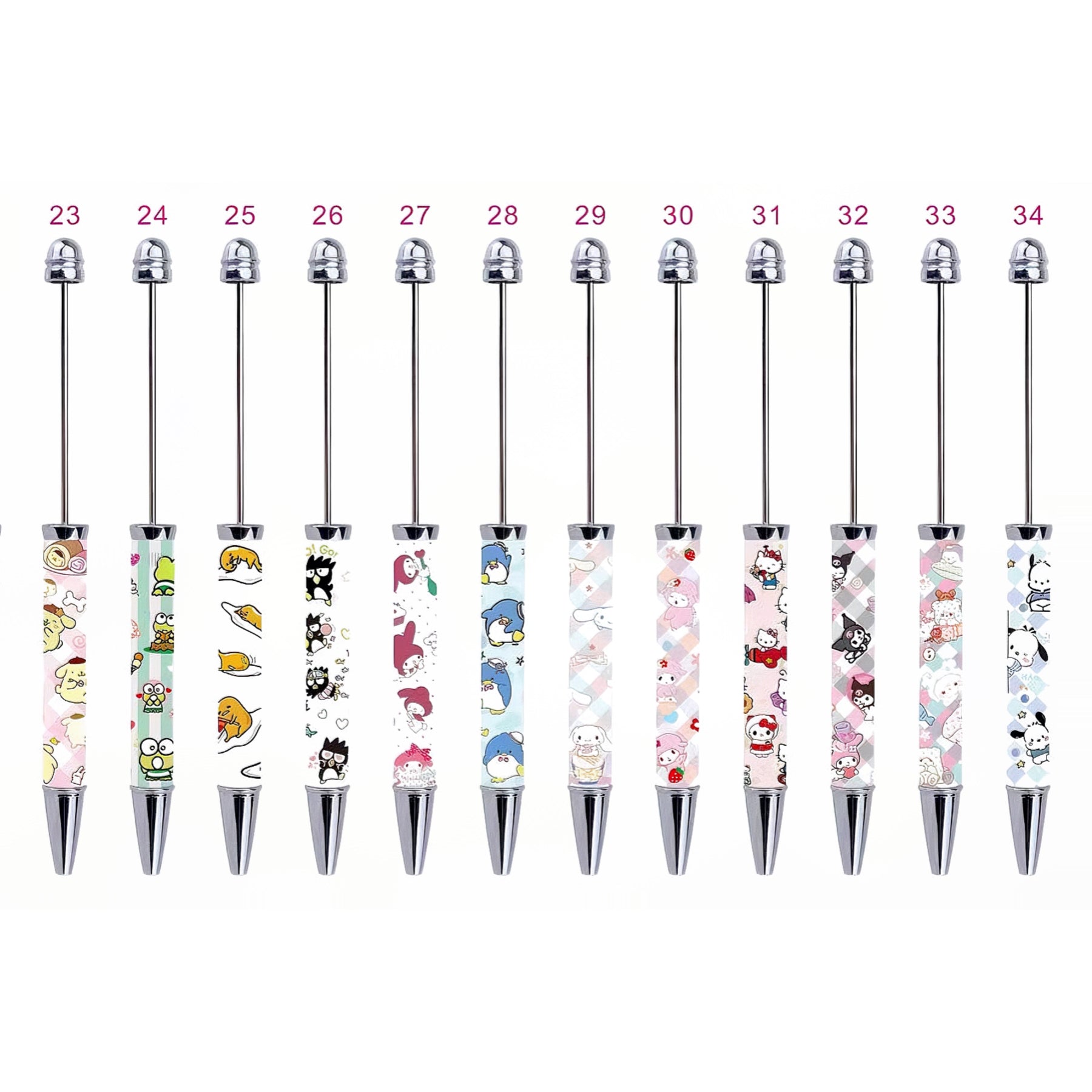 Wholesale 10pcs Beadable Pens Cartoon Sticker Bead Pen Print Pattern DIY Bead Pen ACCVIP-PN-CY001