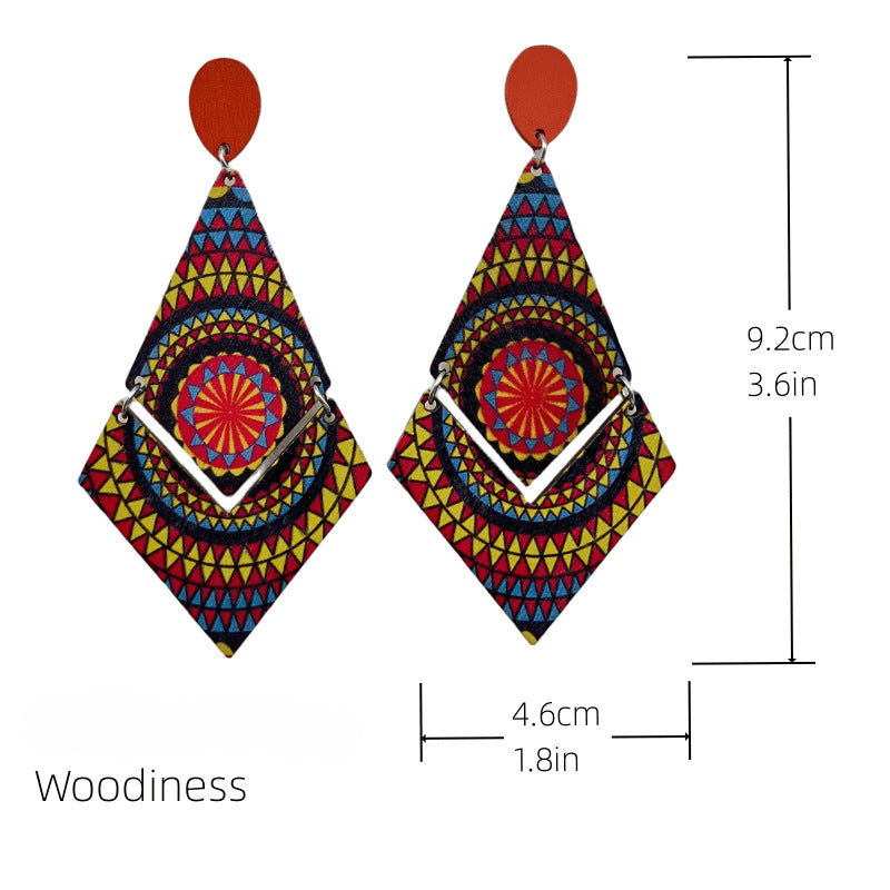 Wholesale Bohemian Diamond Wood Earrings ACC-ES-FX076