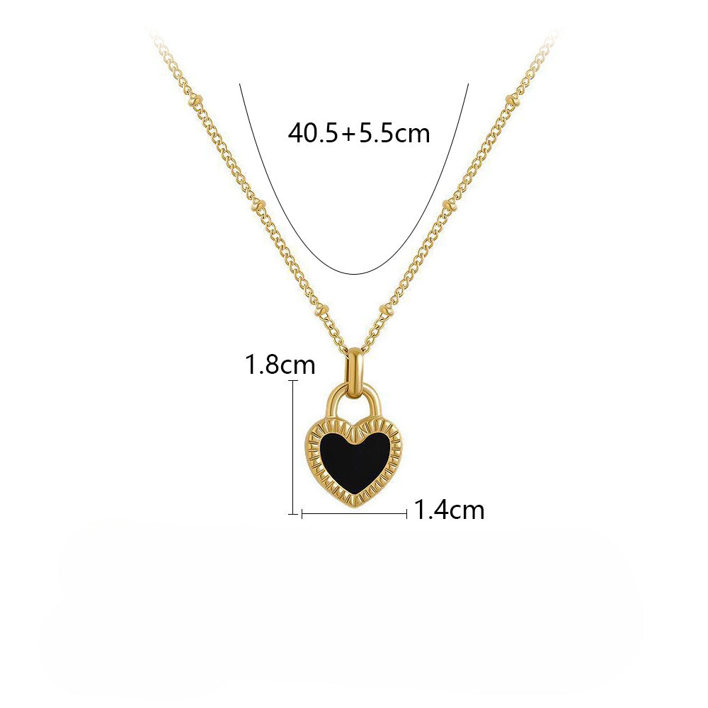 Wholesale Titanium Steel Necklace Love Necklace 18K Gold Plated Necklace Double Sided Heart Pendant Necklace ACC-NE-Mingl001