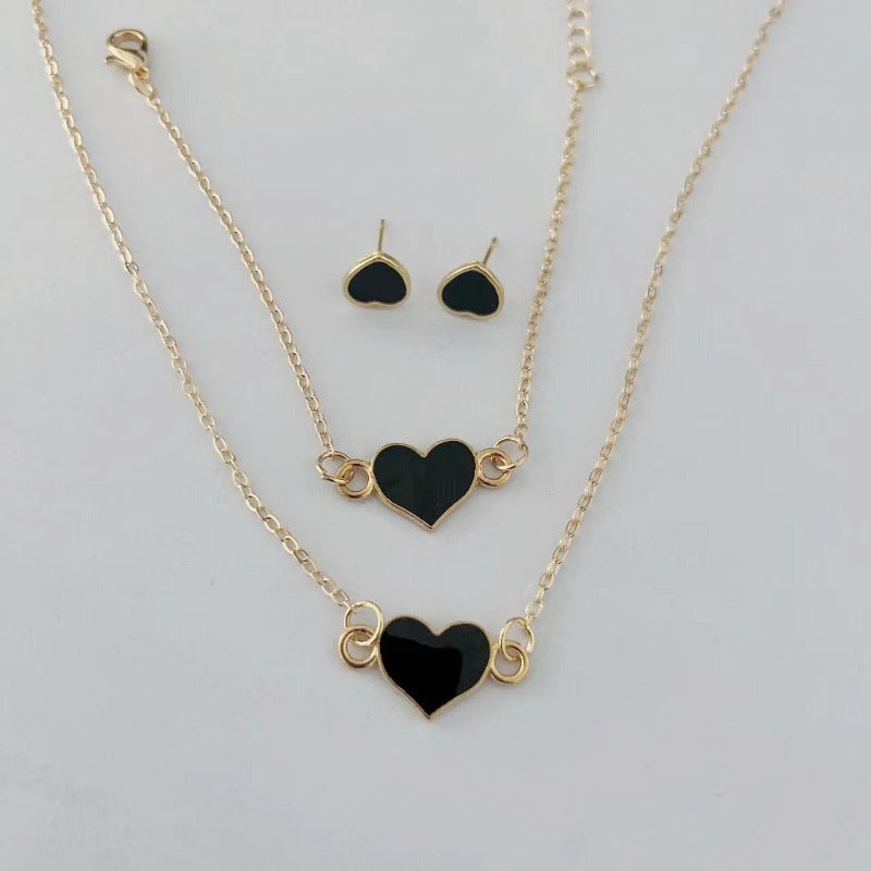 Wholesale Casual Heart Necklace Bracelet Earrings Set ACC-NE-AnHe004