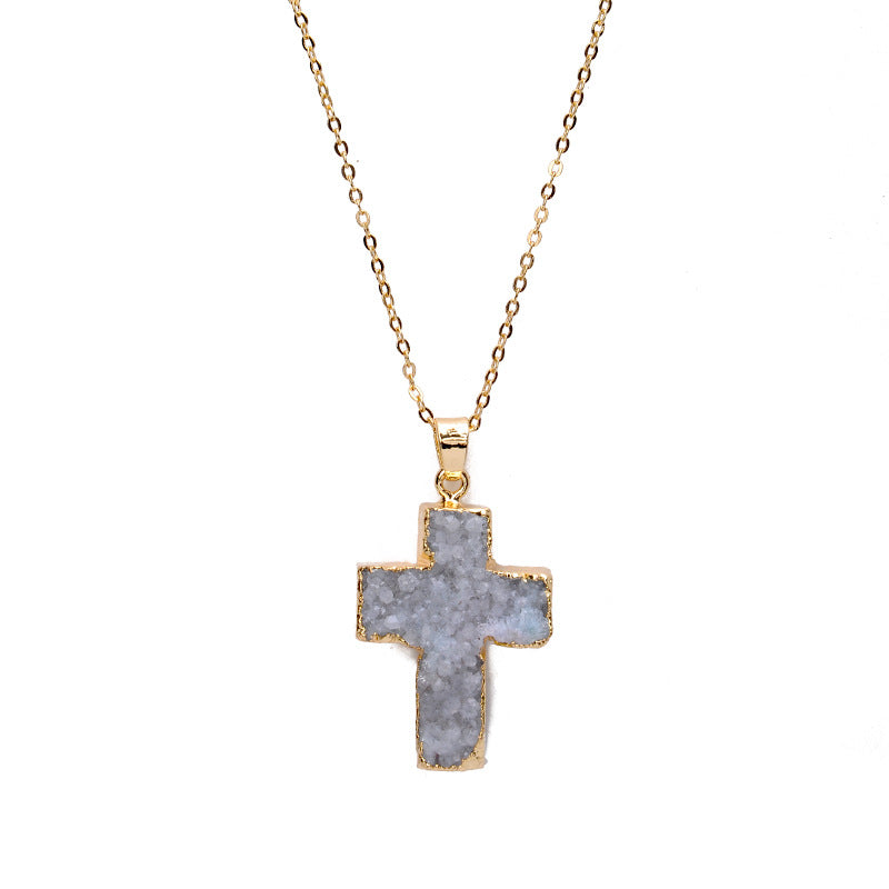 Wholesale Cross Natural Stone Necklace ACC-NE-ZhuangZ003