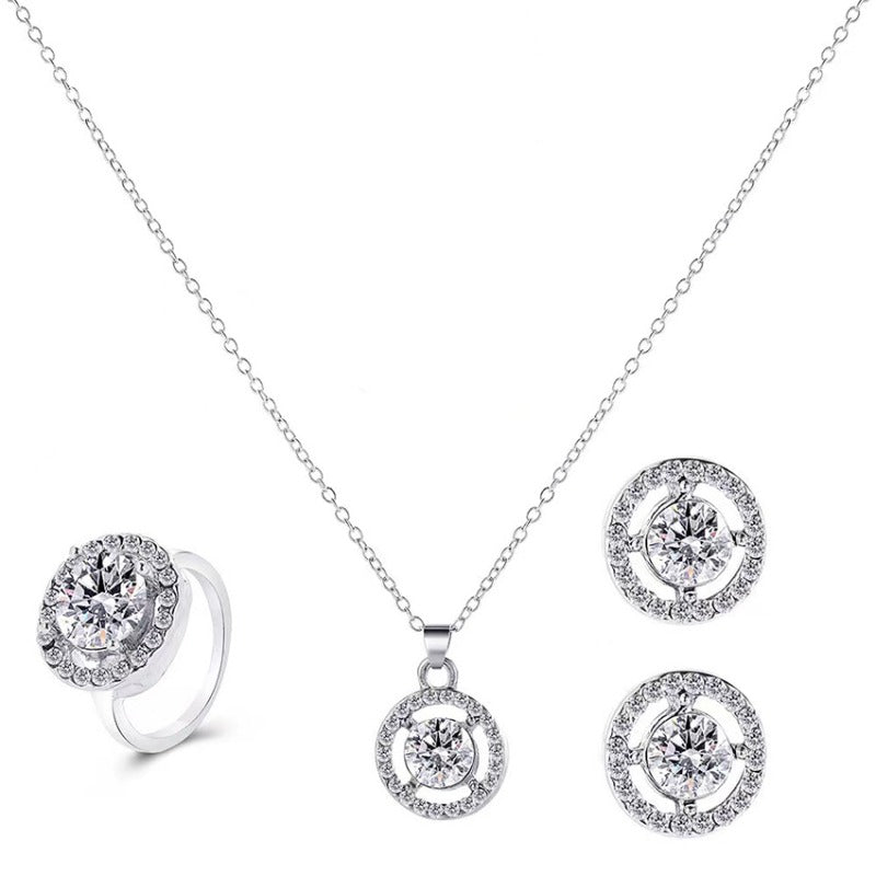 Wholesale Personalized Rhinestone Necklace Earrings Bracelet Sets ACC-NE-AnHe002