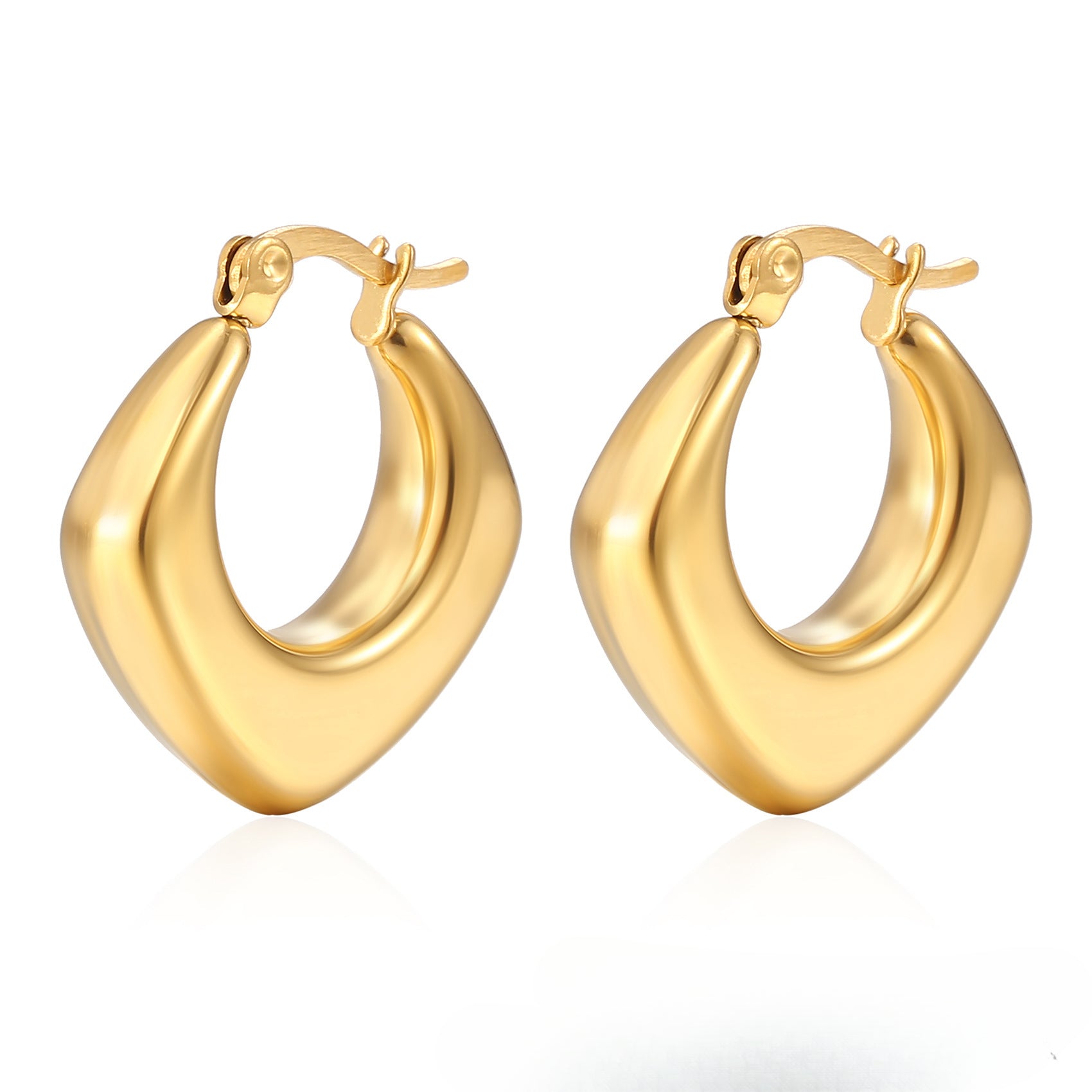 Wholesale 18K Gold Titanium Steel Horn Polished Irregular Earrings ACC-ES-HanLi001