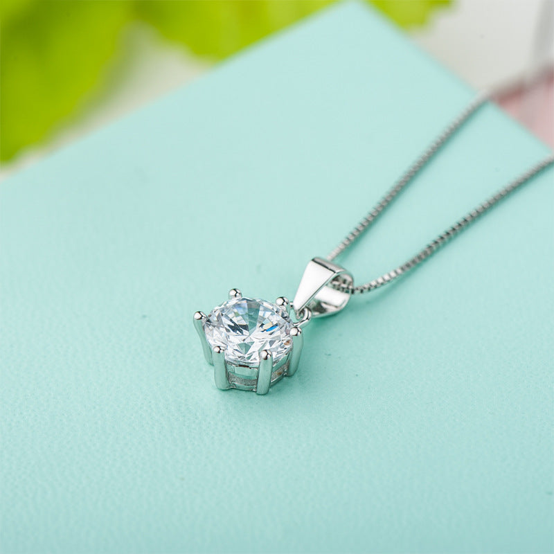 Wholesale  silver s925 sterling silver inlaid six-claw pendant  clavicle chain necklaces