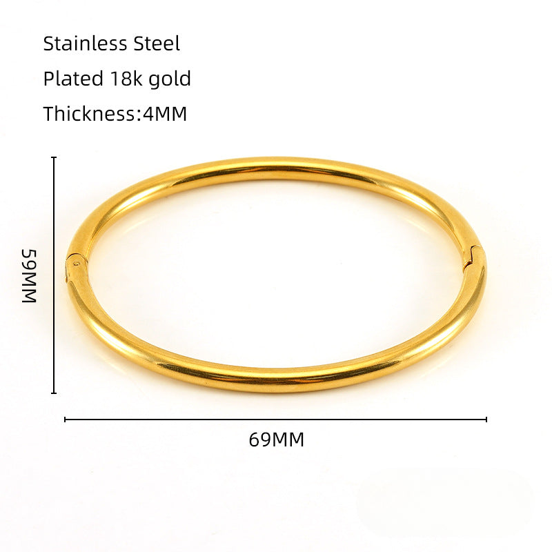 Wholesale Golden Bamboo Titanium Steel Plain Bracelet Stainless Steel Hand Jewelry ACC-BT-Zhongy002