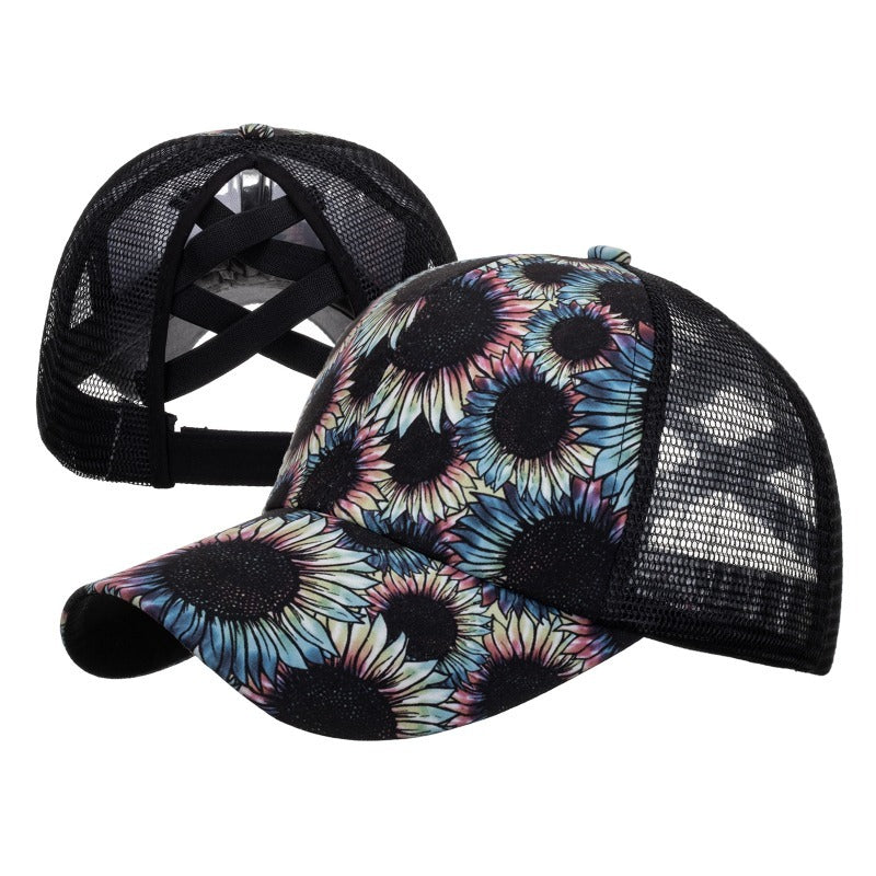 Wholesale Western Style Aztec Cow Print Leopard Mesh Cap Ponytail Cap Baseball Cap Hat ACC-HT-RongZhao005