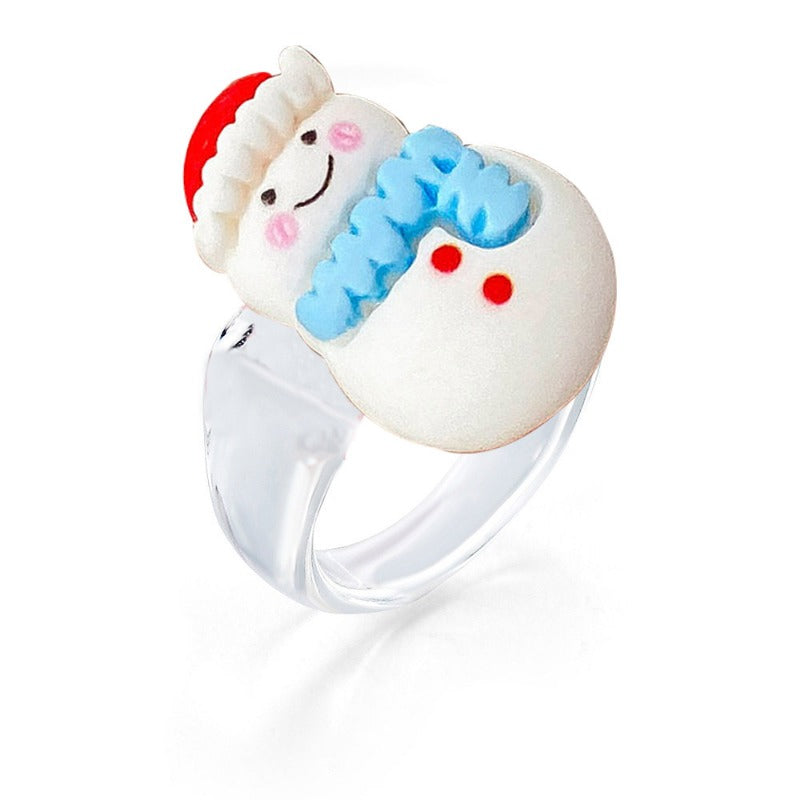 Wholesale Christmas Personalized Cute Cartoon Santa Claus Rings ACC-RS-HanSJ001