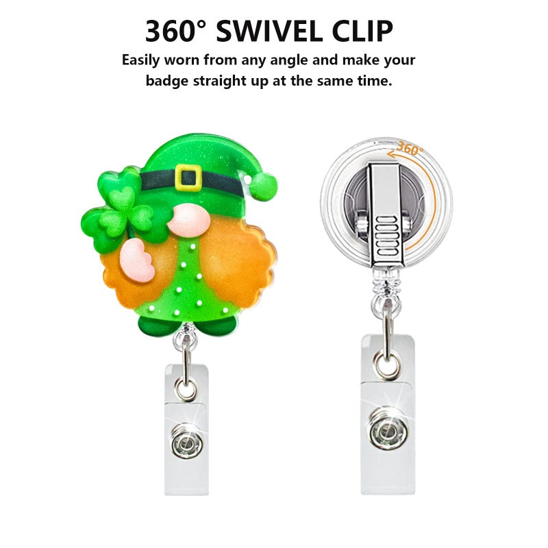 Wholesale Irish Festival Acrylic Gnome Rotating Doctor Nurse Retractable Keychain ACC-KC-QiDing027