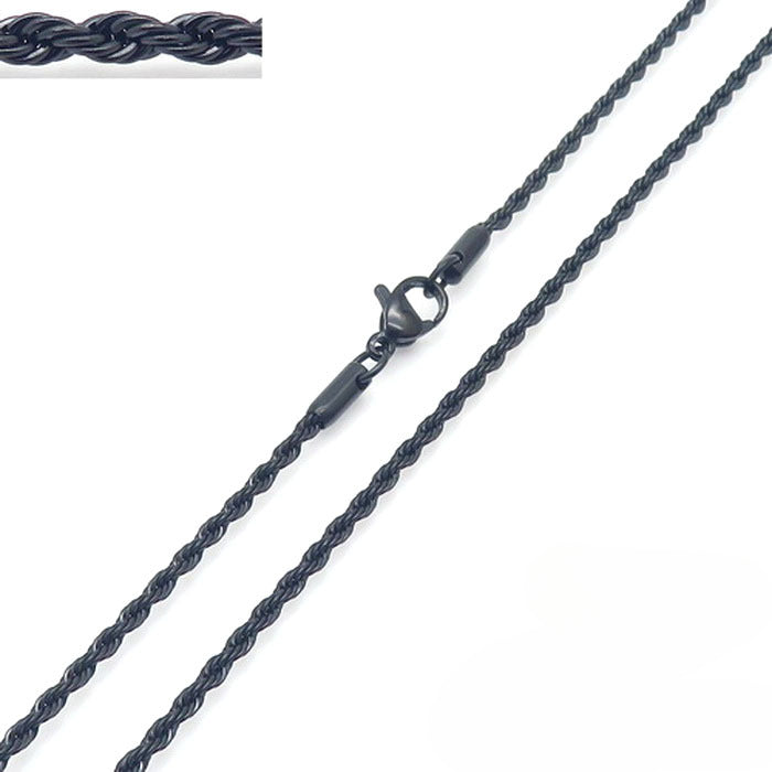 Wholesale Black Twist Chain with Chain Button Rope Chain Titanium Steel Necklace ACC-NE-KaLun002