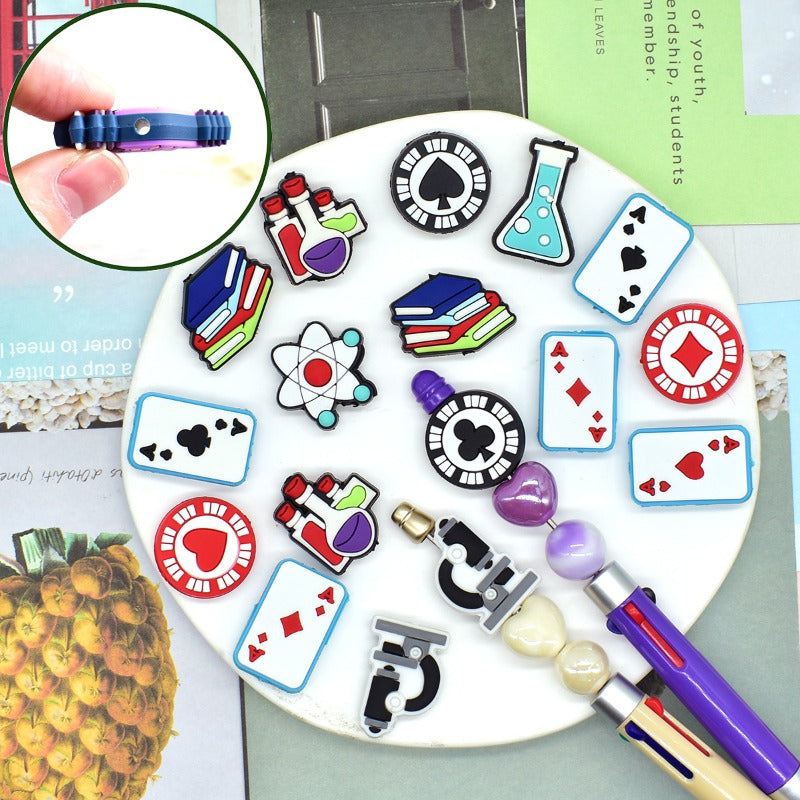 Wholesale Random 100pcs Cartoon Image PVC Soft Glue Focal Beads DIY Beaded Pen Accessories  ACC-BDS-RYY014