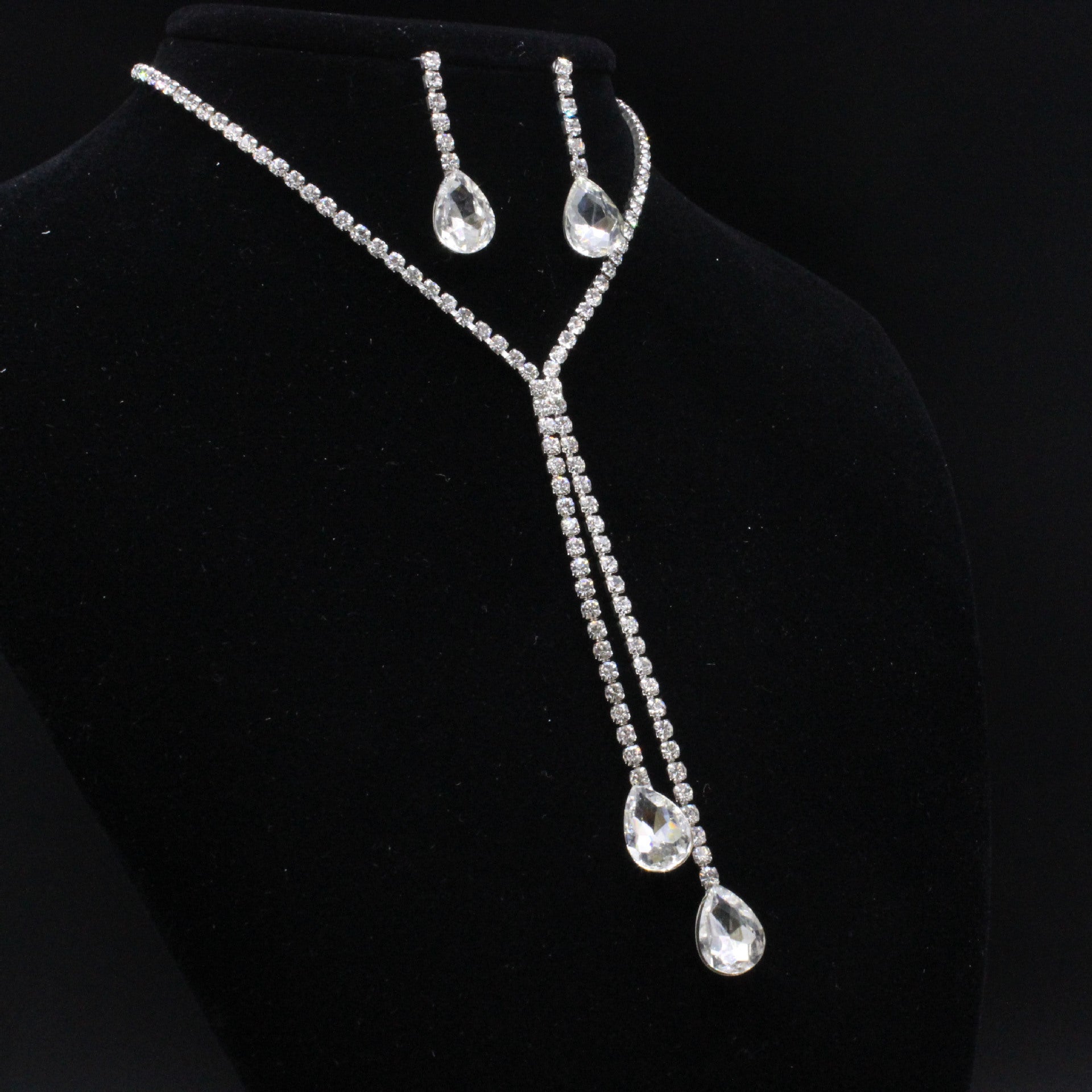 Wholesale Diamond-in Water Drop Bridal Necklace Earring Set